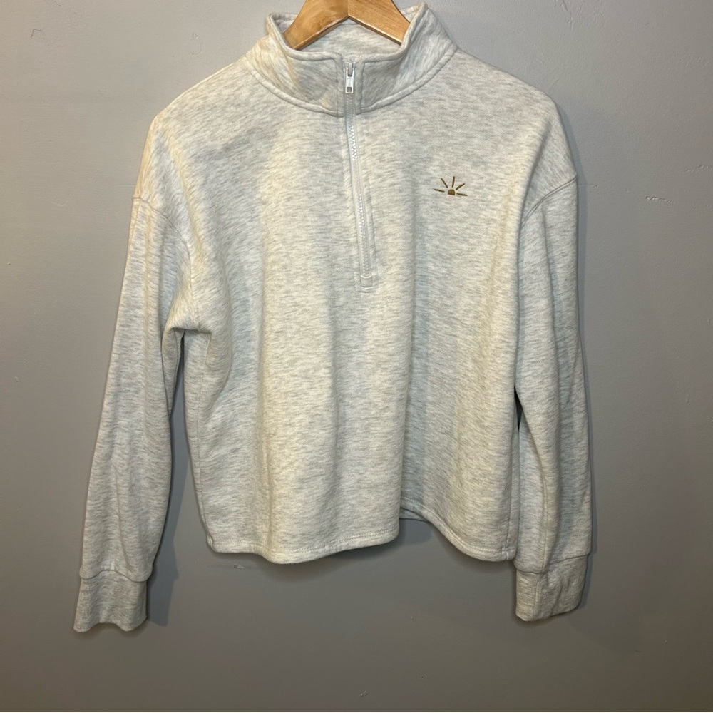 Thereabouts Gray 1/4 Zip Cropped Pullover Sweatshirt 2X Comfortable Soft